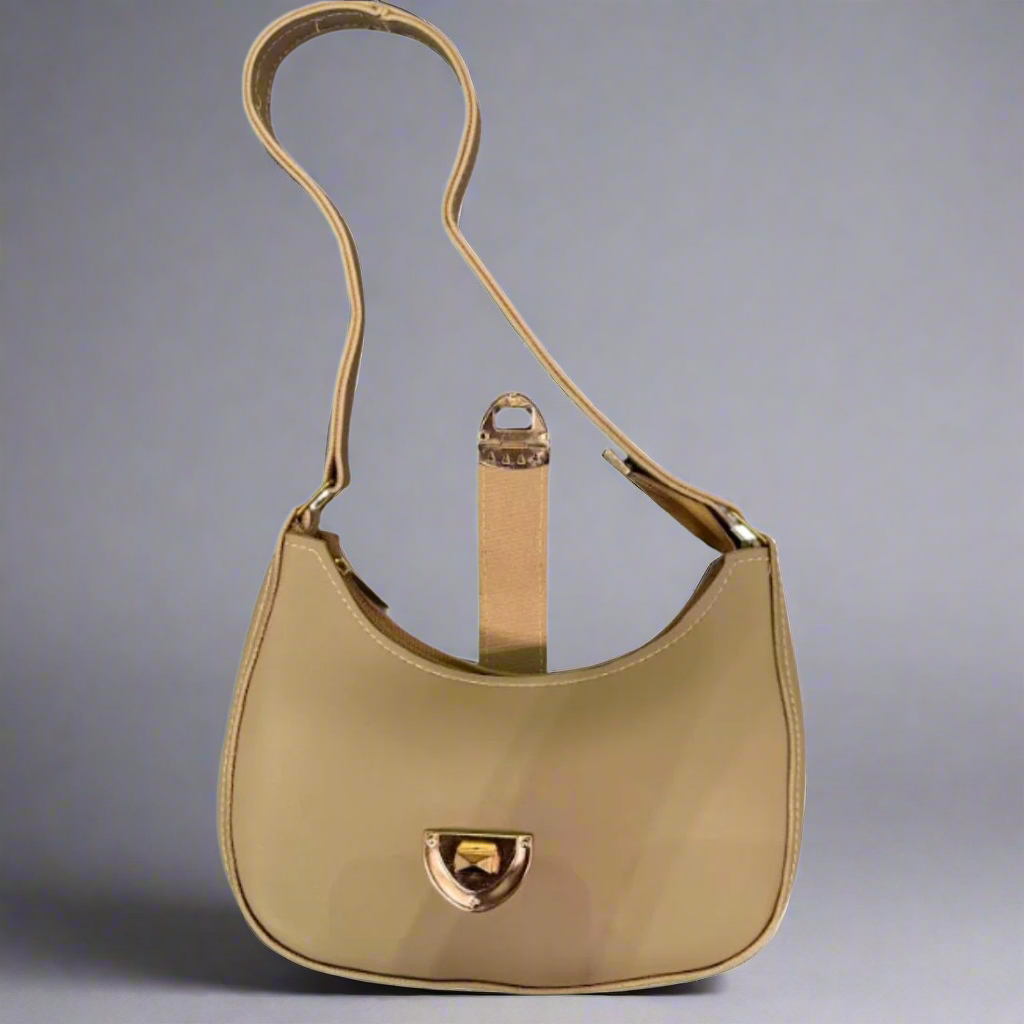 Crescent Leather Luxury Shoulder Bag for Women | Skin Color